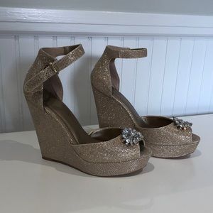 Gold wedges. Worn once. New condition.